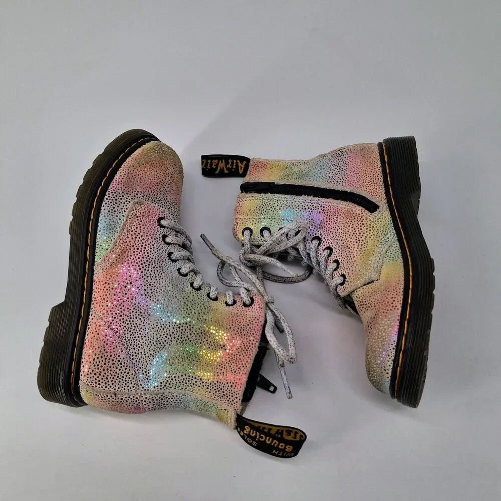 Dr Martens 1460 Pascal J Youth 11 Iridescent Glitter Rainbow Boots